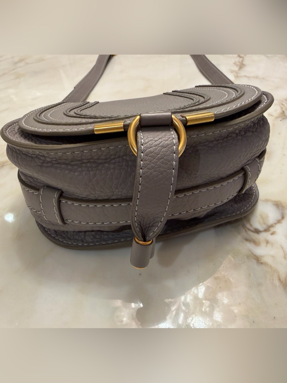 Chloe Small Marcie Saddle Bag in cashmere Gray like new - Picture 3 of 16